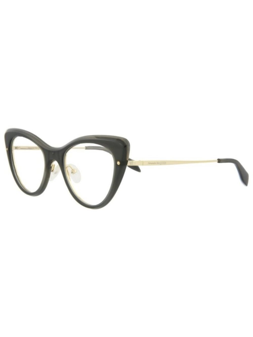 New Alexander McQueen Womens Cat Eye Grey Gold Transparent Fashion Designer Eyeg